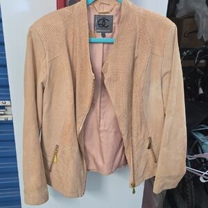 Queen COLLECTION Blush Perforated Suede Open-Front Jacket